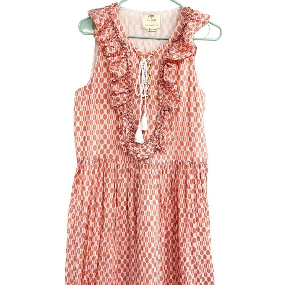 Kate Spade size Large Arrow Stripe Lace Front Sleeveless Dress - Picture 2 of 14